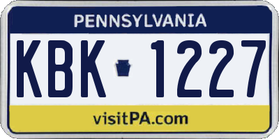 PA license plate KBK1227