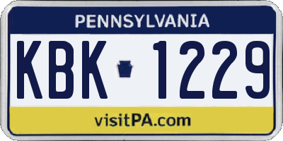 PA license plate KBK1229