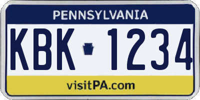 PA license plate KBK1234