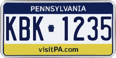 PA license plate KBK1235