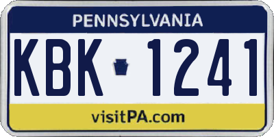 PA license plate KBK1241