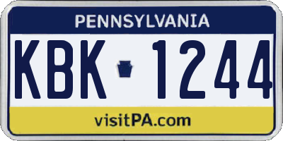 PA license plate KBK1244