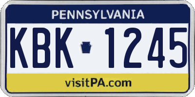PA license plate KBK1245
