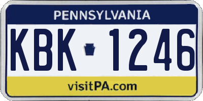 PA license plate KBK1246