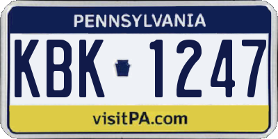 PA license plate KBK1247