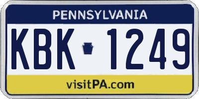 PA license plate KBK1249