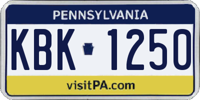PA license plate KBK1250