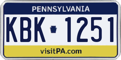 PA license plate KBK1251