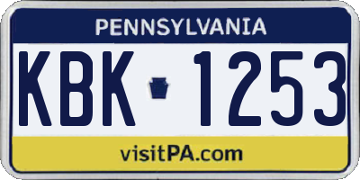 PA license plate KBK1253