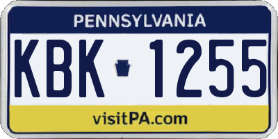 PA license plate KBK1255