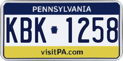 PA license plate KBK1258