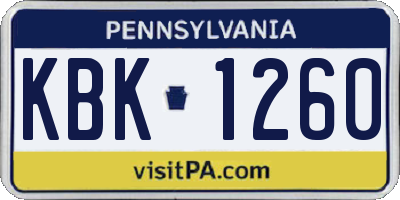 PA license plate KBK1260