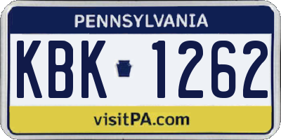 PA license plate KBK1262
