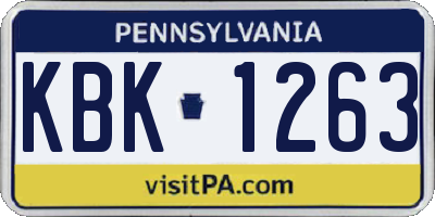 PA license plate KBK1263