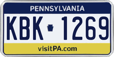 PA license plate KBK1269