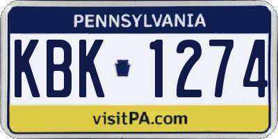 PA license plate KBK1274