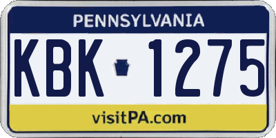 PA license plate KBK1275