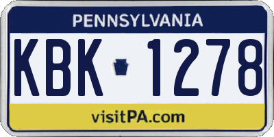 PA license plate KBK1278