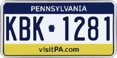 PA license plate KBK1281