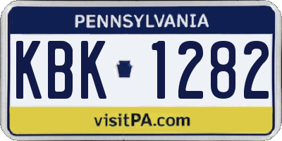 PA license plate KBK1282