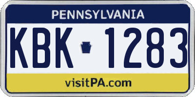 PA license plate KBK1283