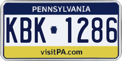 PA license plate KBK1286