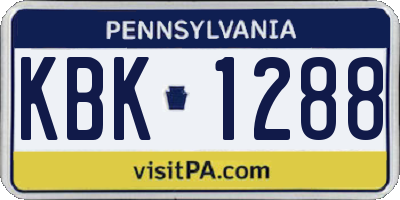 PA license plate KBK1288