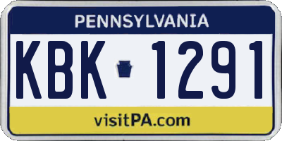 PA license plate KBK1291