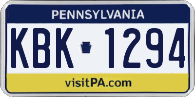 PA license plate KBK1294