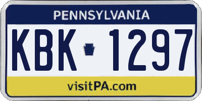 PA license plate KBK1297