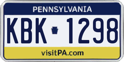 PA license plate KBK1298