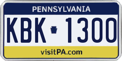 PA license plate KBK1300