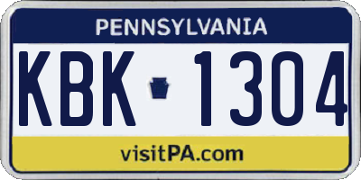 PA license plate KBK1304