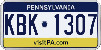 PA license plate KBK1307