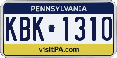 PA license plate KBK1310