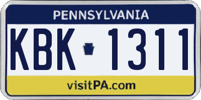 PA license plate KBK1311