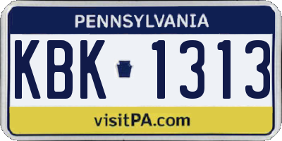 PA license plate KBK1313