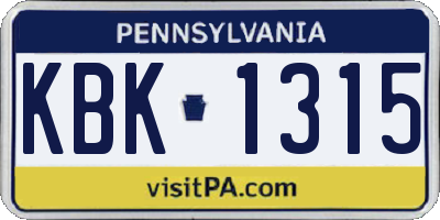 PA license plate KBK1315