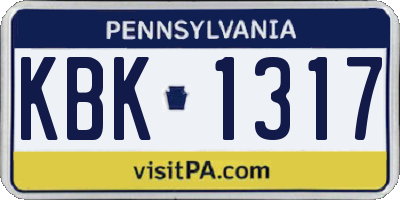 PA license plate KBK1317