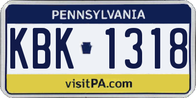 PA license plate KBK1318