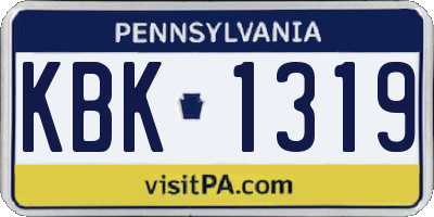 PA license plate KBK1319