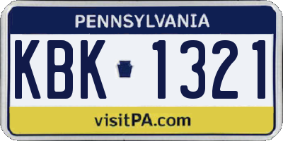 PA license plate KBK1321