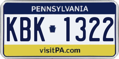 PA license plate KBK1322