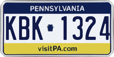 PA license plate KBK1324