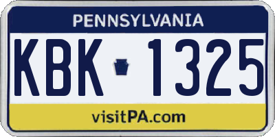 PA license plate KBK1325