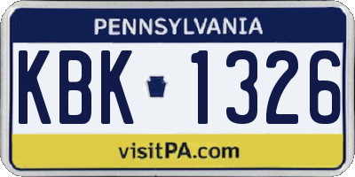 PA license plate KBK1326