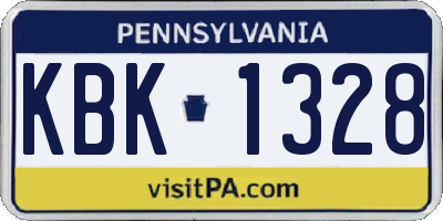 PA license plate KBK1328
