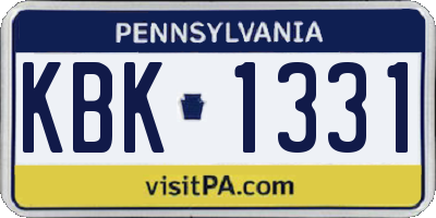 PA license plate KBK1331