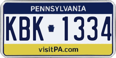 PA license plate KBK1334