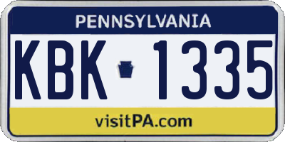 PA license plate KBK1335